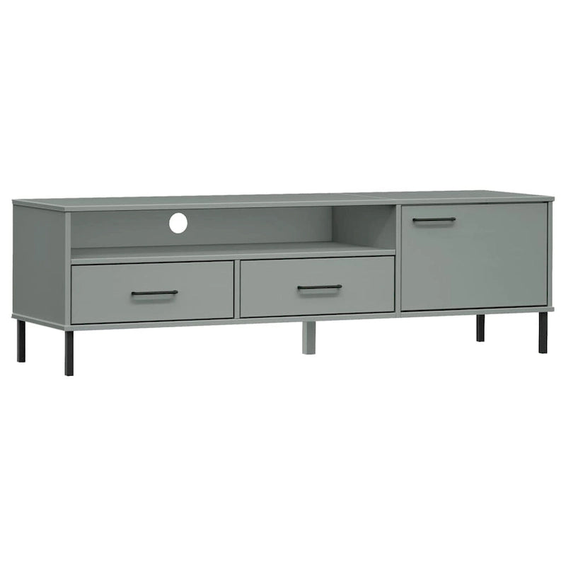 Mobile TV con gambe in metallo e legno massiccio di pino - 158 x 40 x 46.5 cm