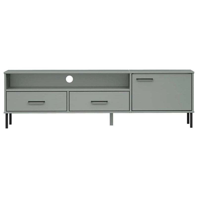 Mobile TV con gambe in metallo e legno massiccio di pino - 158 x 40 x 46.5 cm