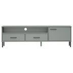 Mobile TV con gambe in metallo e legno massiccio di pino - 158 x 40 x 46.5 cm