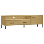 Mobile TV con gambe in metallo e legno massiccio di pino - 158 x 40 x 46.5 cm