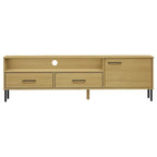Mobile TV con gambe in metallo e legno massiccio di pino - 158 x 40 x 46.5 cm