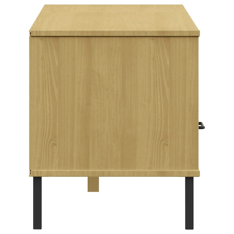 Mobile TV con gambe in metallo e legno massiccio di pino - 158 x 40 x 46.5 cm
