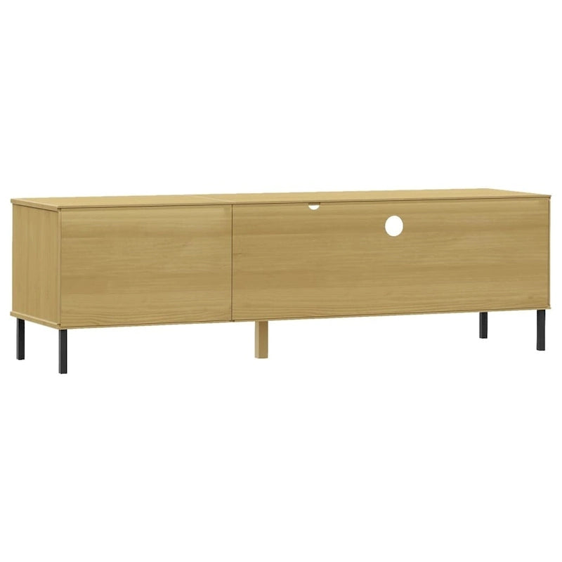 Mobile TV con gambe in metallo e legno massiccio di pino - 158 x 40 x 46.5 cm