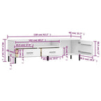 Mobile TV con gambe in metallo e legno massiccio di pino - 158 x 40 x 46.5 cm