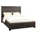 Adan King Size Storage Bed, Panel Design, 2 Drawers, Brushed Gray Brown