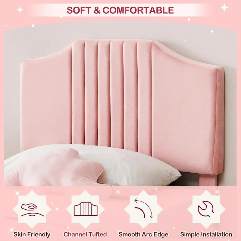 Telaio letto imbottito per bambini con testiera e bottoni decorativi
