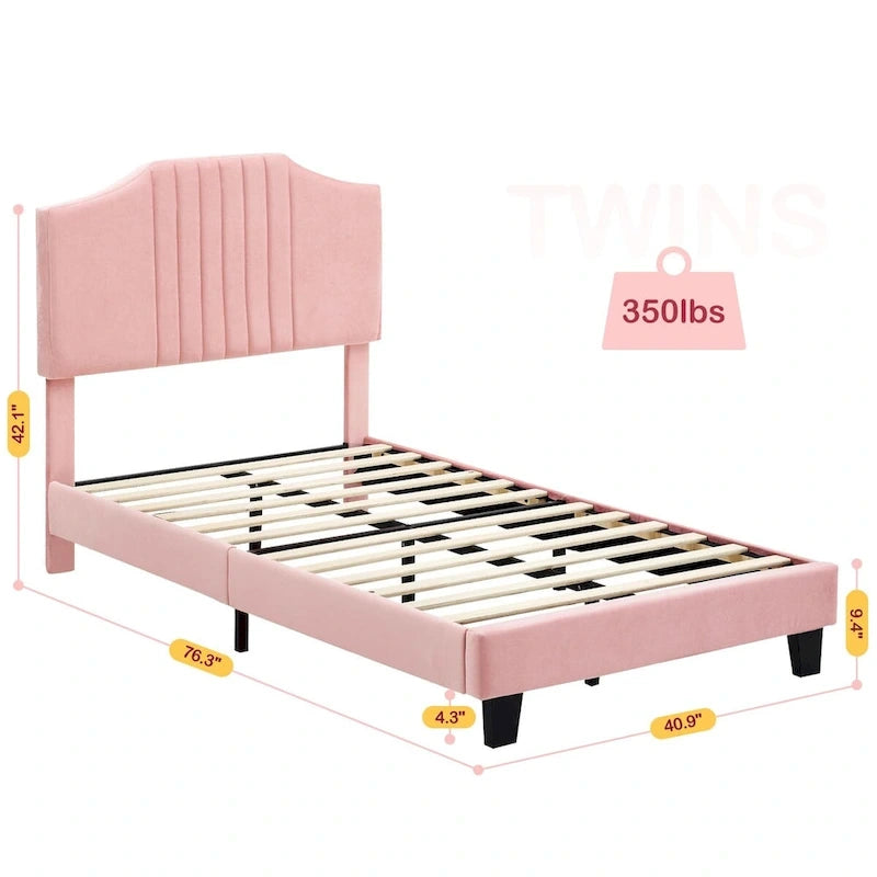 Telaio letto imbottito per bambini con testiera e bottoni decorativi