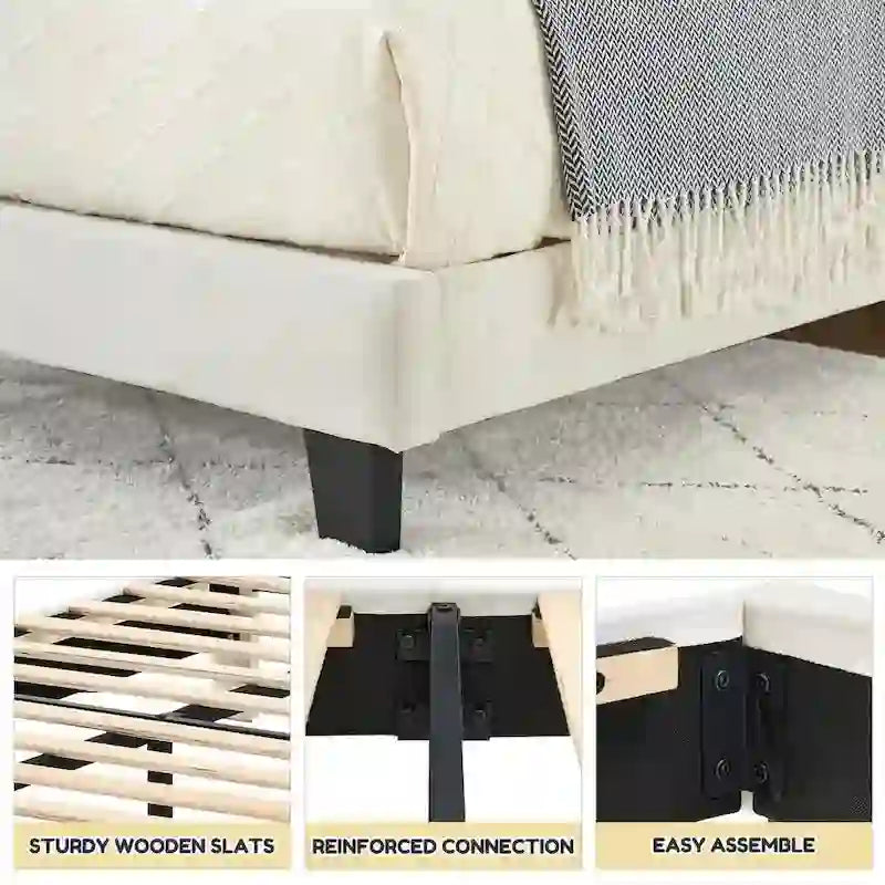 Telaio letto imbottito per bambini con testiera e bottoni decorativi