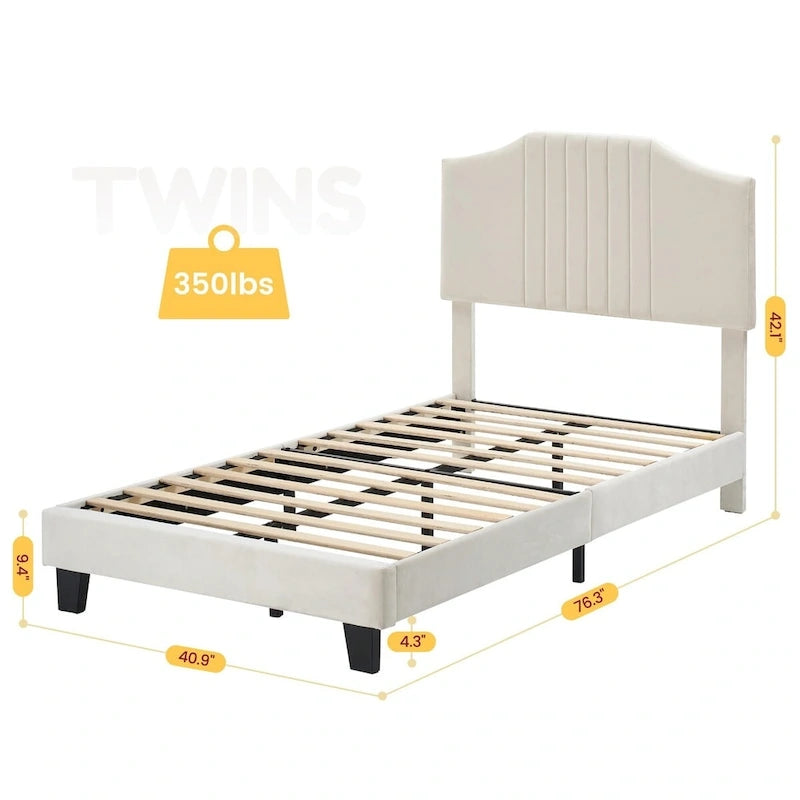 Telaio letto imbottito per bambini con testiera e bottoni decorativi