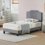 Telaio letto imbottito per bambini con testiera e bottoni decorativi