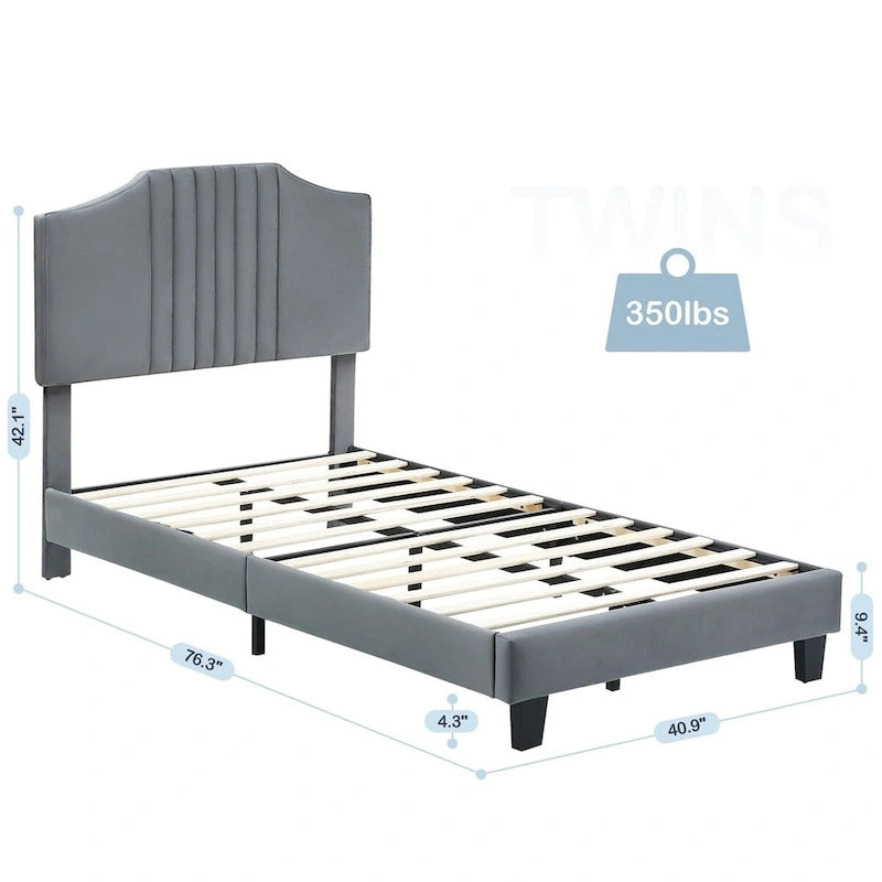 Telaio letto imbottito per bambini con testiera e bottoni decorativi