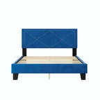 Semplice letto imbottito Queen Size con rivetti, letto a piattaforma moderno in velluto con testiera