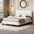 Semplice letto imbottito Queen Size con rivetti, letto a piattaforma moderno in velluto con testiera
