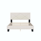 Semplice letto imbottito Queen Size con rivetti, letto a piattaforma moderno in velluto con testiera