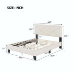 Semplice letto imbottito Queen Size con rivetti, letto a piattaforma moderno in velluto con testiera