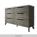 Cassettiera in legno a 6 cassetti con gambe affusolate