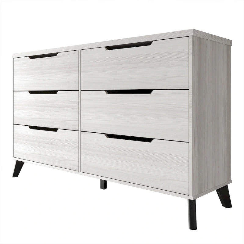 Cassettiera in legno a 6 cassetti con gambe affusolate