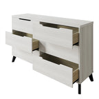 Cassettiera in legno a 6 cassetti con gambe affusolate