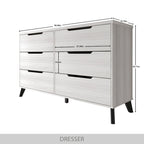 Cassettiera in legno a 6 cassetti con gambe affusolate