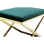 Sgabello poggiapiedi/panca accentato da 24 pollici, velluto verde, base a X dorata