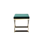 Sgabello poggiapiedi/panca accentato da 24 pollici, velluto verde, base a X dorata
