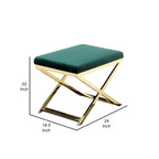 Sgabello poggiapiedi/panca accentato da 24 pollici, velluto verde, base a X dorata