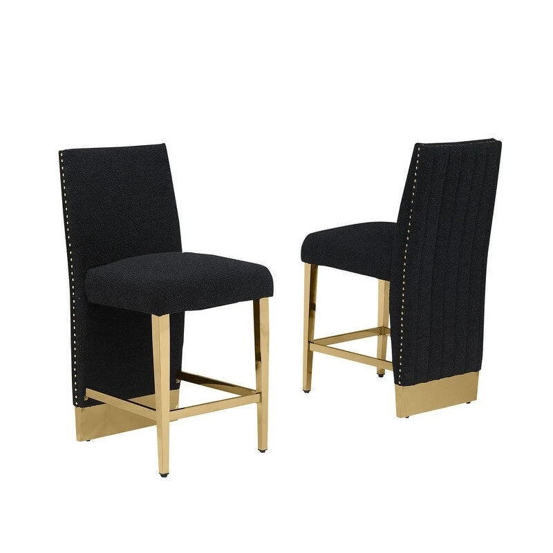 Best Quality Furniture Sedia con rivestimento a pieghe e borchie cromate - N/A