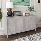 Mobile credenza a 4 ante in legno naturale stile rustico da 152 cm con spazio contenitivo aggiuntivo