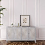 Mobile credenza a 4 ante in legno naturale stile rustico da 152 cm con spazio contenitivo aggiuntivo