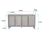 Mobile credenza a 4 ante in legno naturale stile rustico da 152 cm con spazio contenitivo aggiuntivo
