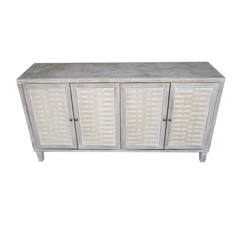 Mobile credenza a 4 ante in legno naturale stile rustico da 152 cm con spazio contenitivo aggiuntivo