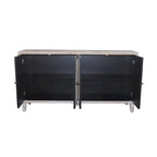 Mobile credenza a 4 ante in legno naturale stile rustico da 152 cm con spazio contenitivo aggiuntivo