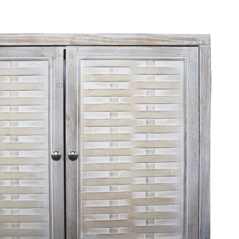 Mobile credenza a 4 ante in legno naturale stile rustico da 152 cm con spazio contenitivo aggiuntivo
