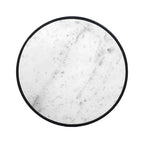 Tavolino Rotondo da 23 Pollici, Moderno con Piano in Marmo Naturale Bianco, Classica Struttura in Ferro Nero