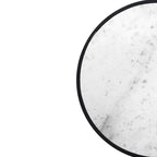 Tavolino Rotondo da 23 Pollici, Moderno con Piano in Marmo Naturale Bianco, Classica Struttura in Ferro Nero