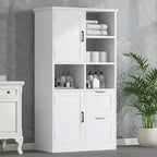 Mobile porta biancheria bianco con ripiani aperti e cassetti, 31 pollici L x 16 pollici P x 62 pollici H
