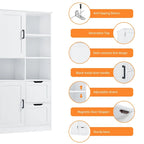 Mobile porta biancheria bianco con ripiani aperti e cassetti, 31 pollici L x 16 pollici P x 62 pollici H